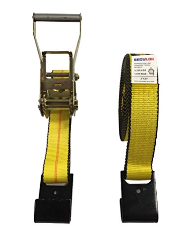 SECULOK 2" X 27' Heavy Duty Ratchet Tie-Down Strap with Flat Hooks,10,000 LBS Breaking Strength