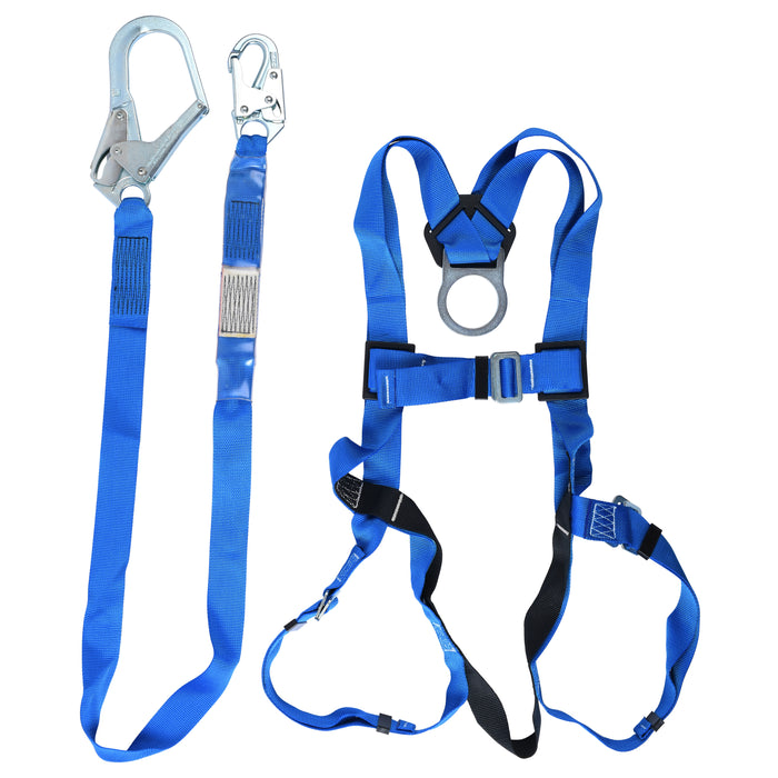 SECULOK Safety Harness with Fall Protction(Blue/Black) attached Lanyard