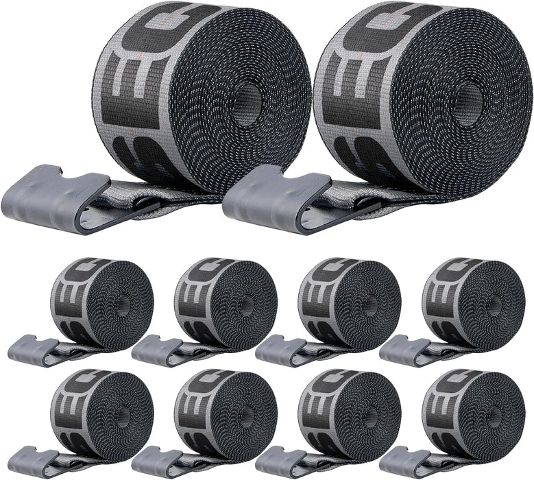 4" x 30' Winch Straps for Flatbed Trailer with Flat Hooks | Grey Heavy Duty Tie Down Strap w/Flat Hooks | 5,400 Lbs WLL Cargo Control Accessories for Gooseneck Trailers & Tow Trucks