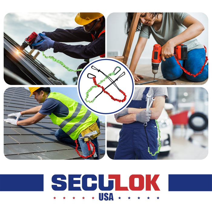 SECULOK Tool Lanyards for Hand Tools, Tool Tether, Fall Protection, Flexible Heavy Duty Lightweight Tool Lanyard with Carabiner