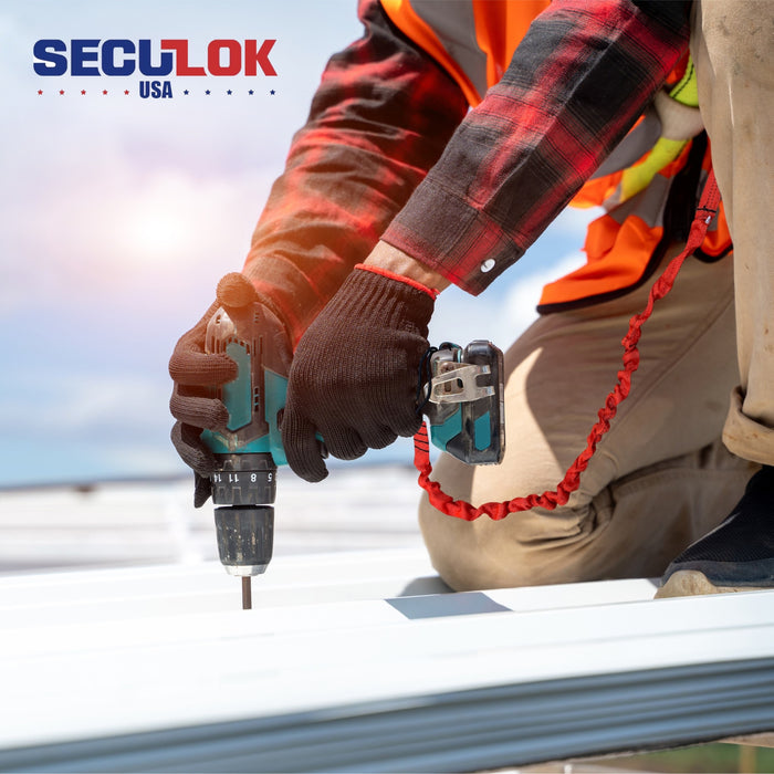 SECULOK Tool Lanyards for Hand Tools, Tool Tether, Fall Protection, Flexible Heavy Duty Lightweight Tool Lanyard with Carabiner