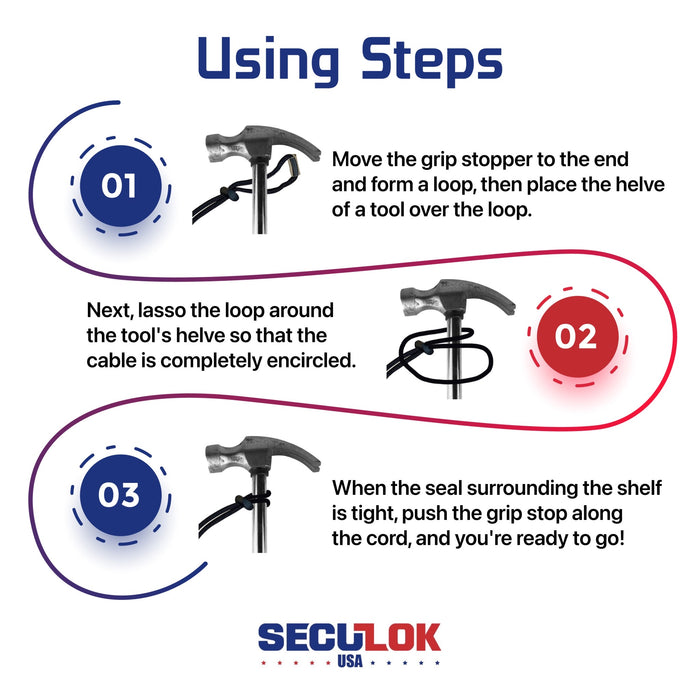 SECULOK Tool Lanyards for Hand Tools, Tool Tether, Fall Protection, Flexible Heavy Duty Lightweight Tool Lanyard with Carabiner