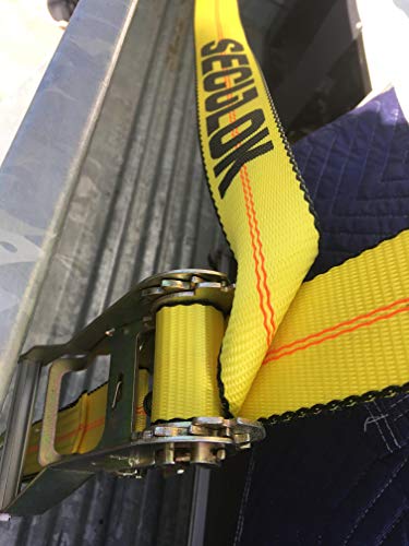 SECULOK 2" x 27' Heavy Duty Ratchet Tie Down Straps w/Flat Hooks, 3,333 Lbs WLL Cargo Control for Trucks & Trailers, 2 Inch Durable Straps for Motorcycle, ATV & Boat Transportation, 1 Pack