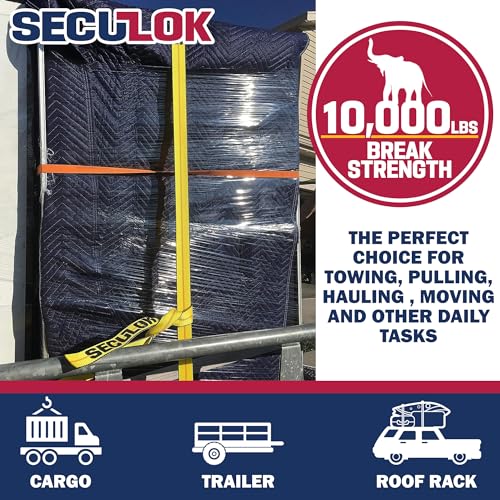SECULOK 2" x 27' Heavy Duty Ratchet Tie Down Straps w/Flat Hooks, 3,333 Lbs WLL Cargo Control for Trucks & Trailers, 2 Inch Durable Straps for Motorcycle, ATV & Boat Transportation, 1 Pack