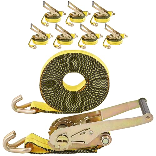SECULOK 2" x 27' Heavy Duty Ratchet Tie Down Straps w/Flat Hooks, 3,333 Lbs WLL Cargo Control for Trucks & Trailers, 2 Inch Durable Straps for Motorcycle, ATV & Boat Transportation, 1 Pack