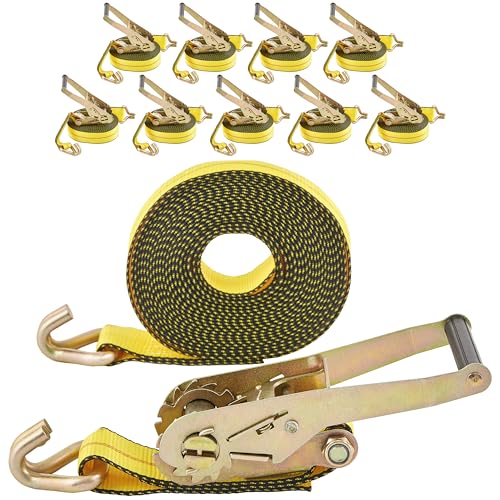 SECULOK 2" x 27' Heavy Duty Ratchet Tie Down Straps w/Flat Hooks, 3,333 Lbs WLL Cargo Control for Trucks & Trailers, 2 Inch Durable Straps for Motorcycle, ATV & Boat Transportation, 1 Pack