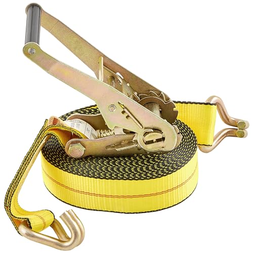 SECULOK 2" x 27' Heavy Duty Ratchet Tie Down Straps w/Flat Hooks, 3,333 Lbs WLL Cargo Control for Trucks & Trailers, 2 Inch Durable Straps for Motorcycle, ATV & Boat Transportation, 1 Pack