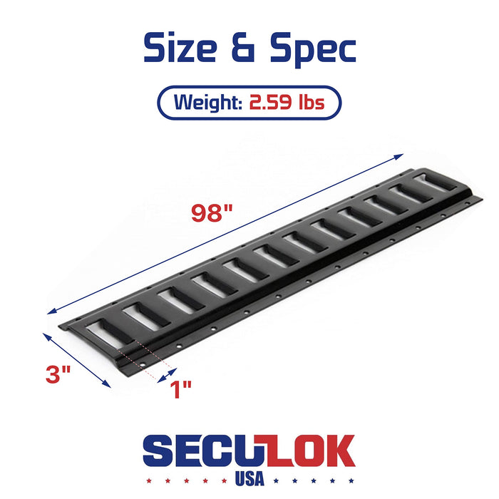 SECULOK 2PK E Track Tie Down Rail Kit 8 inch, Horizontal Powder-Coated E Track Rails with 12 Gauge Steel, 3,000 LBS for Secure Cargo, Motorcycle, ATVs, Heavy Loads in Garages, Vans, Trailers