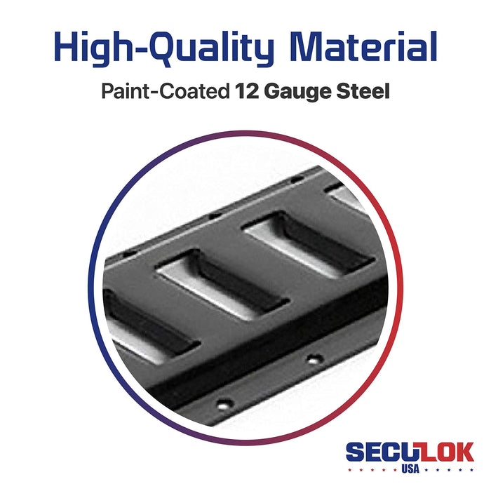 SECULOK 2PK E Track Tie Down Rail Kit 8 inch, Horizontal Powder-Coated E Track Rails with 12 Gauge Steel, 3,000 LBS for Secure Cargo, Motorcycle, ATVs, Heavy Loads in Garages, Vans, Trailers
