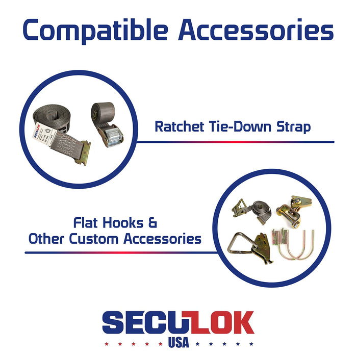 SECULOK 2PK E Track Tie Down Rail Kit 8 inch, Horizontal Powder-Coated E Track Rails with 12 Gauge Steel, 3,000 LBS for Secure Cargo, Motorcycle, ATVs, Heavy Loads in Garages, Vans, Trailers