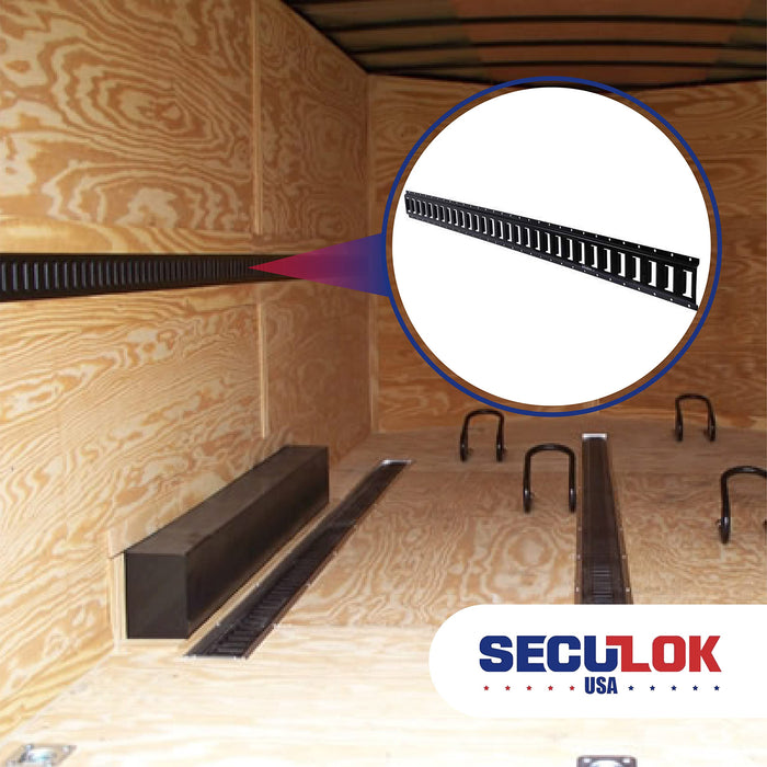 SECULOK 2PK E Track Tie Down Rail Kit 8 inch, Horizontal Powder-Coated E Track Rails with 12 Gauge Steel, 3,000 LBS for Secure Cargo, Motorcycle, ATVs, Heavy Loads in Garages, Vans, Trailers