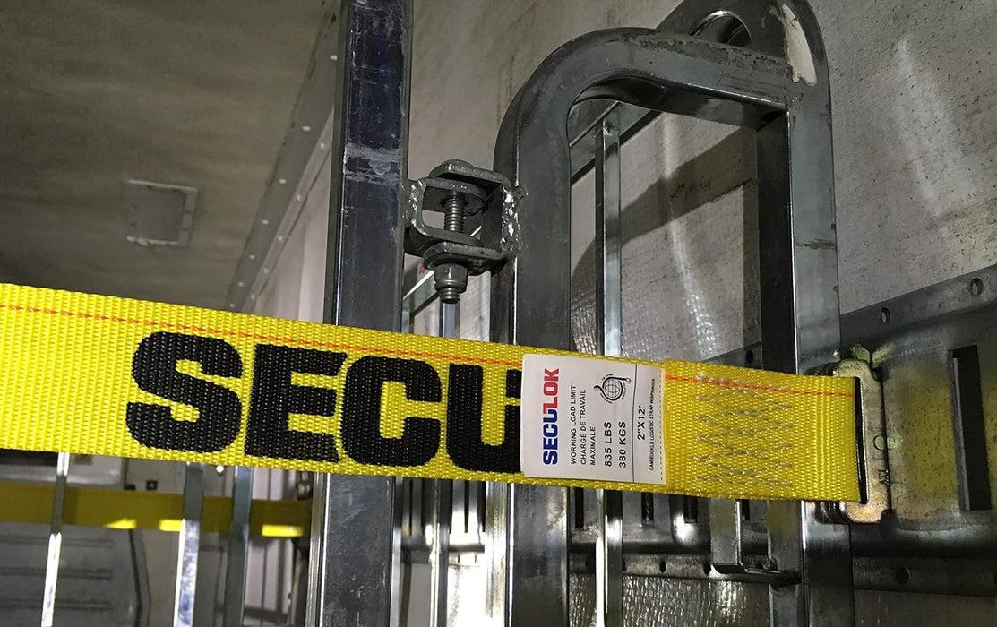 SECULOCK 20PK E Track Strap 2" x 16', E Track Cam Buckle Strap with E Track Spring Fittings, 2500 lbs E-Track Accessories, Grey Heavy Duty Tie Down for Secure Cargo on Truck, Trailer, and Enclosed Van