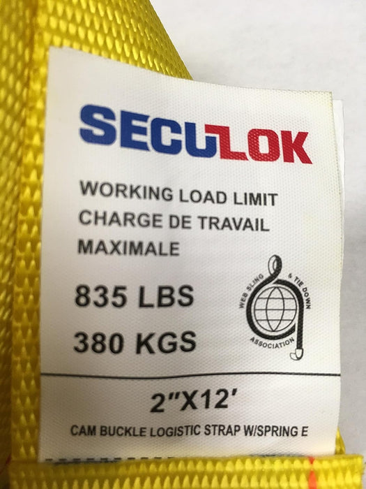 SECULOCK 2''x12' Logistic Cam Buckle Straps, E-Track Straps