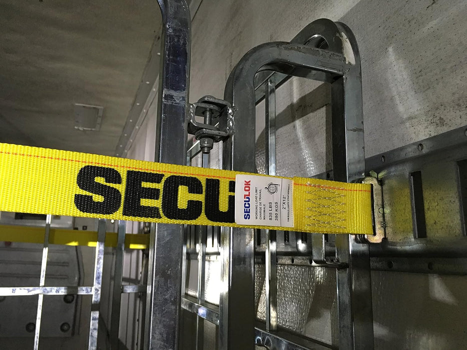 2" x 12' Logistic E-Track Cam Buckle Straps with 835 Lbs WLL, Durable and Secure Cargo Tie-Downs for Trucks, Vans & Trailers, Ideal for Safe Transit (Yellow)