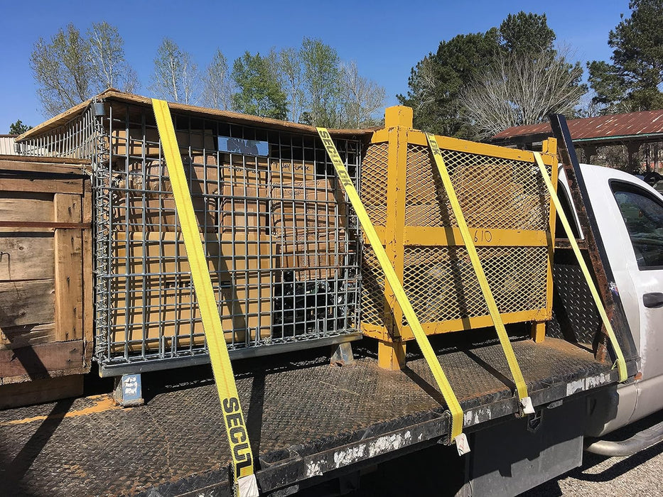 4" x 30' Winch Straps for Flatbed Trailer with Flat Hooks | Yellow Heavy Duty Tie Down Strap w/Flat Hooks | 5,400 Lbs WLL Cargo Control Accessories for Gooseneck Trailers & Tow Trucks, 10 PK